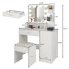 LED Mirror Dressing Table Vanity Set with Stool Storage Cabinet Drawer Shelf