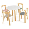 5 Pcs Kids Play Table and Chair Set Children Wooden Activity Table-Beige