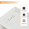 White Bedside Table 2 Drawers LED with Charging Station Nightstand Cabinet