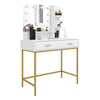 White Dressing Table with LED Lights Mirror Drawers Vanity Make Up Desk Bedroom