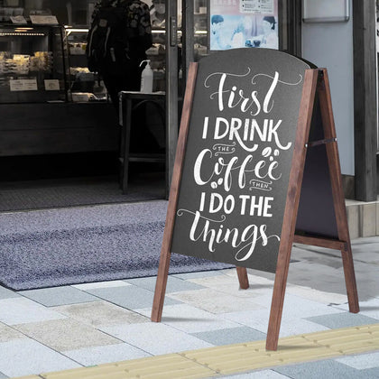 A-Frame Chalkboard Sign Rustic Wooden Blackboard for Office Cafe Teaching Board