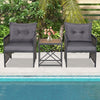 3 Piece Rattan Conversation Set Patio Wicker Chairs and Coffee Table Set