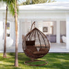 Rattan Swing Egg Chair Garden Patio Hanging Hammock with Cushion Outdoor Brown