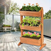 3 Tier Raised Garden Bed Wooden Elevated Planter Grow Box for Flower Herb Green