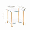 2pcs Square Clear Tempered Glass Sofa Side End Table Bedside Table Golden Tubes