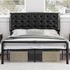 4FT6 Double Bed Frame Metal Platform Bed with Faux Leather Adjustable Headboard