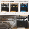Bedside Table with Charging Station, High Gloss Nigtstand with LED Lights