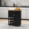 3-Tier Kitchen Island Kitchen Cart Wine Racks Rolling Storage Trolley Cart Black