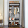 Industrial Open Wardrobe Clothes Rail Rack Bedroom Rustic Wood Metal Frame Shelf