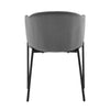 Set of 2 Grey Dining Chairs Velvet Padded Seat Metal Legs Kitchen