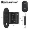 Oval Bathroom Mirror Cabinet w/ Shelf Wall Mounted For Bathroom Storage Black