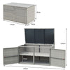 Outdoor PE Wicker Storage Bin Garden Patio 330L 2-Tier Rattan Deck Box with Lid