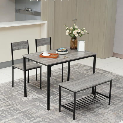 Modern 2/4 Seat Dining Table and Chairs Set Metal Wood Kitchen Home Restaurant