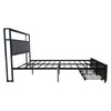 Double Metal Bed Frame with Drawers Storage Upholstered Headboard with LED & USB