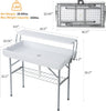 Outdoor Folding Ice Cooler Table with Extra Storage Shelf, Ice Tables