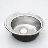 Inset Kitchen Sink Round Single Bowl Stainless Steel Undermount Basin w/ Drainer