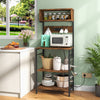 Multifunctional Coffee Bar Station Kitchen Bakers Rack-Brown