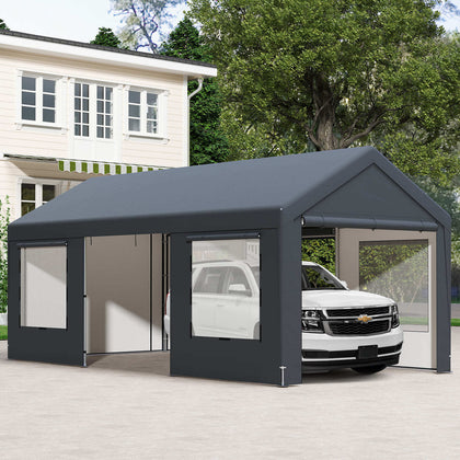 All-Weather Outdoor Car Shelter 600x300 cm Heavy-Duty Carport-Grey