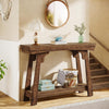 Rustic Brown Console Table 2-Tier Storage Narrow Entryway Shelf