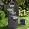 Outdoor Solar Water Feature Garden Fountain Water Cascade Stone Bowls Waterfall