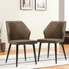 2 Pcs Faux Leather Dining Chairs Soft Seat Dining Room Brown Modern