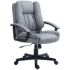 HOMCOM Faux Leather Home Office Chair Mid Back Desk Chair with Arms Light Grey