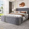 Upholstered Bed, Double Bed 4FT6 with Storage Bench Ottoman Storage Bed Frame