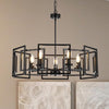 74cm Large 6-Light Black Geometric Chandelier Height Adjustable Light Fixture UK