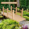 1.5M Wooden Garden Bridge Decorative Arc Footbridge Walkway W/Safety Guardrails