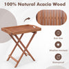 Patio Wooden Side Table Outdoor Folding End Table X-shaped Frame Brown