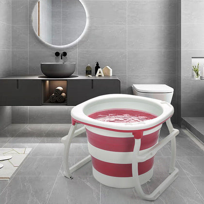Adult Portable Folding Bathtub Water Tub Bathroom Spa Bath Bucket Soaking Bucket