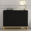 Modern Sideboard I 100cm I Black I Fluted Fronts I Gold Legs I Storage Cabinet
