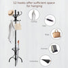 Standing Coat Rack 360°Rotating Top Tier Multifunction Coat Hanger w/12 Hooks