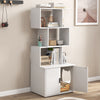 Indoor Modern Pet House Corner Bookshelf with Storage-White