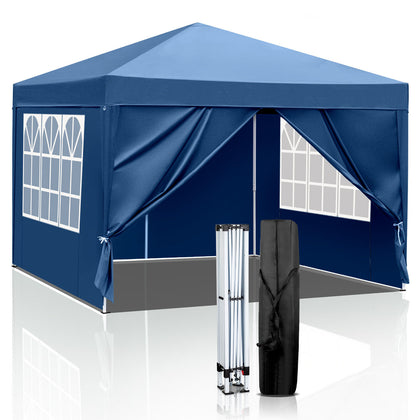 3Mx3M Gazebo Marquee Pop Up Canopy Outdoor Garden Party Tent w/4 Sidewalls Blue