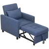 Convertible Single Chair Bed with Upholstered Fabric, Blue