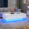 Coffee Table with LED RGB Lights High Gloss Coffee Storage Table for Living Room