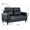Black Ergonomics 2 Seater Sofa Modern High Back Fabric Couch Wood Legs 2 Pockets