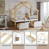 Wooden House Bed with Large Storage Drawers 3ft Single Cabin Canopy Bed Frame