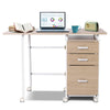 Folding Computer Desk Wheeled PC Laptop Table Writing Workstation-Natural