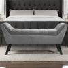 Long Upholstered Seat Ottoman Bench Rolled Arm Bedroom Bed End Side Stool
