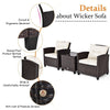 Wicker Bistro Conversation Set 3 Piece Patio Furniture Set-White
