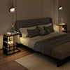Small Sofa Side Table LED Light Coffee End Table Round Living Room with Storage