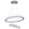 UK Crystal 2-Ring Chandelier LED Ceiling Lights Pendant Light Dimmable w. Remote