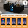 Black Coffee Table With 2 Drawers Storage, RGB LED Lights, Living Room Furniture