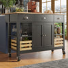 Kitchen Island Rolling Trolley Storage Cabinet Serving Cart with 3 Drawers Black