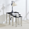 Nest of 3 Black Clear Tempered Glass Side End Lamp Sofa Tables Nested Tables