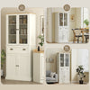 Kitchen Cupboard, 5-tier Storage Cabinet with Adjustable Shelves, Cream