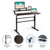 Height Adjustable Standing Desk 2-Tier Computer Table W/ Foldable Handle Brown