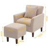 Occasional Scalloped Button High Back Fabric Armchair Sofa Chair Footrest Stool